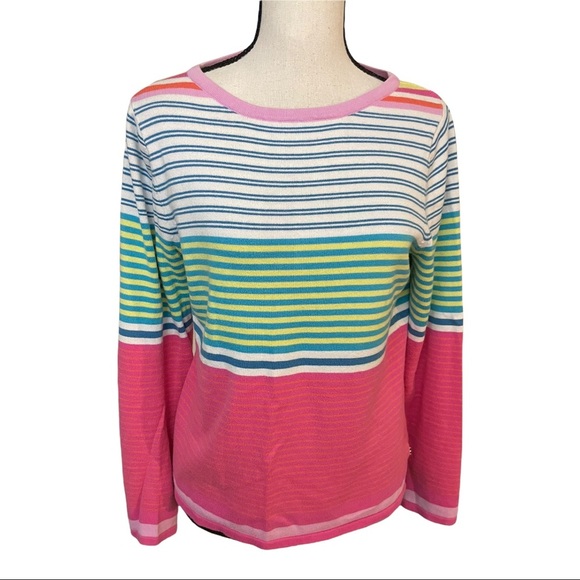Izod striped long sleeve womens 100 cotton block colors size medium swea… - Picture 1 of 9